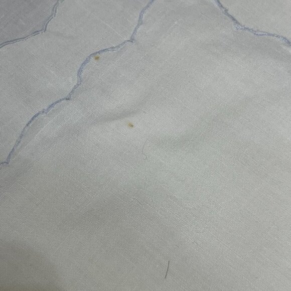 4 Vintage Cutwork Embroidery Linen Napkins Light Blue White 10" X 10.5" (READ) - Picture 3 of 6